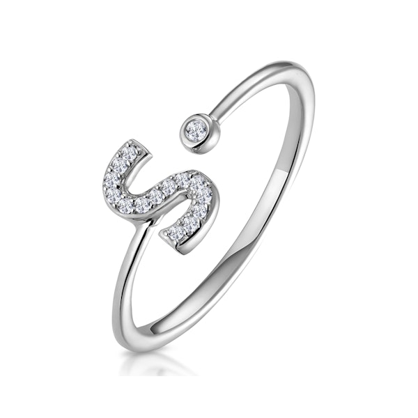 Lab Diamond Initial 'S' Ring 0.07ct Set in 925 Silver SIZE J K L M - Image 1