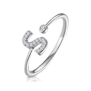 Lab Diamond Initial 'S' Ring 0.07ct Set in 925 Silver