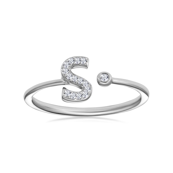 Lab Diamond Initial 'S' Ring 0.07ct Set in 925 Silver SIZE J K L M - Image 2