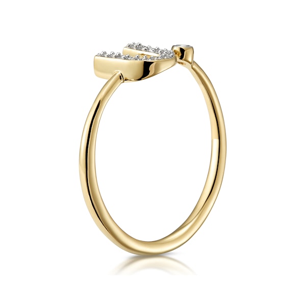 Diamond Initial 'U' Ring 0.07ct set in 9K Gold SIZE M - Image 3