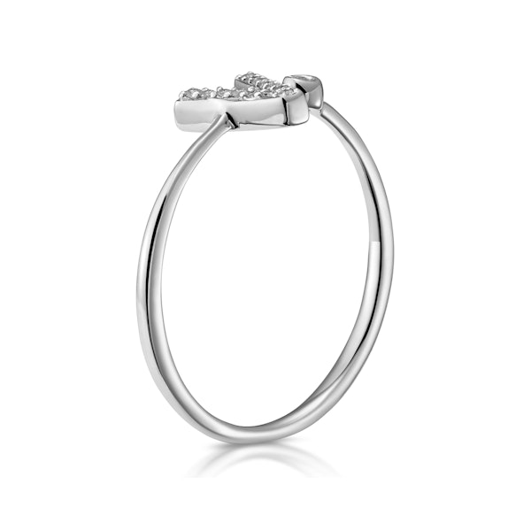 Lab Diamond Initial 'V' Ring 0.07ct Set in 925 Silver SIZE L N - Image 3