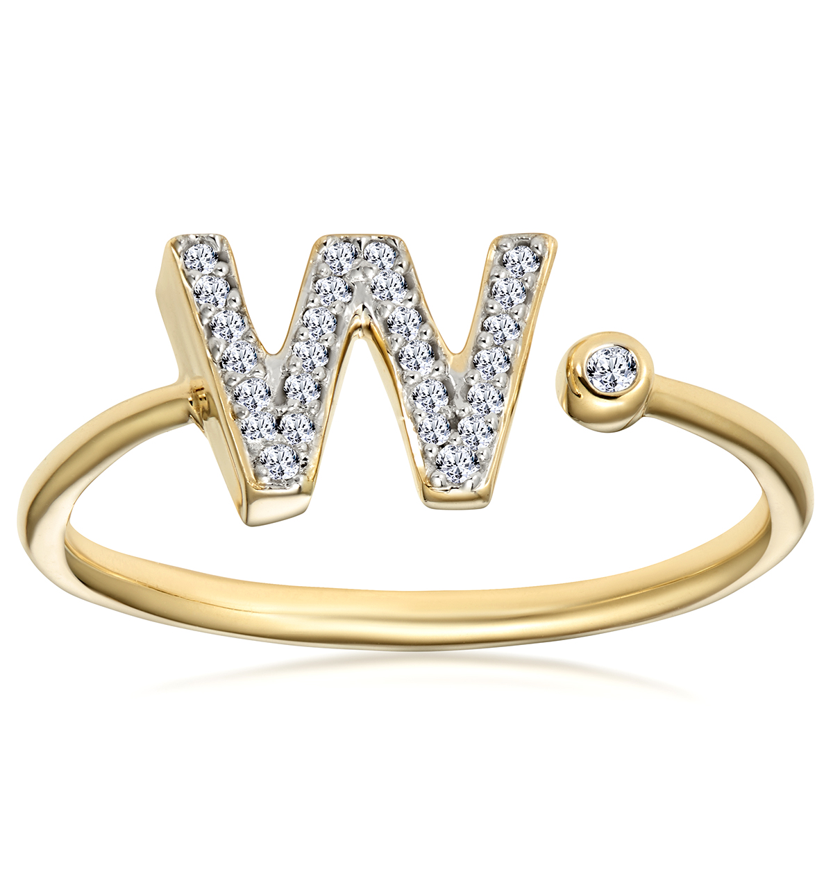 Diamond Initial Rings In 9K Gold And White Gold | TheDiamondStore™