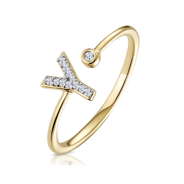 Diamond Initial 'Y' Ring 0.07ct set in 9K Gold SIZE L - Image 1