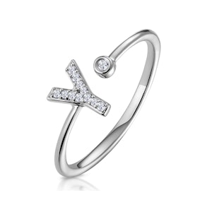 Diamond Initial 'Y' Ring 0.07ct set in 9K White Gold SIZE M