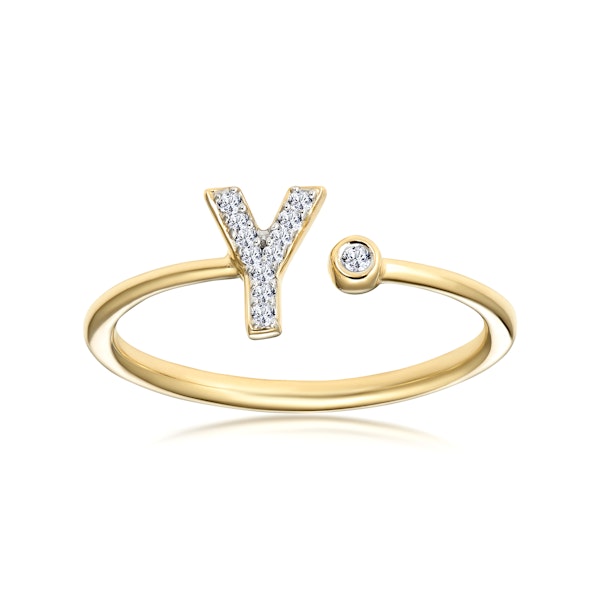Diamond Initial 'Y' Ring 0.07ct set in 9K Gold SIZE L - Image 2