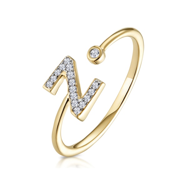 Diamond Initial 'Z' Ring 0.07ct set in 9K Gold SIZE M - Image 1