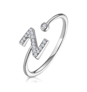 Diamond Initial 'Z' Ring 0.07ct set in 9K White Gold SIZES AVAILABLE K N
