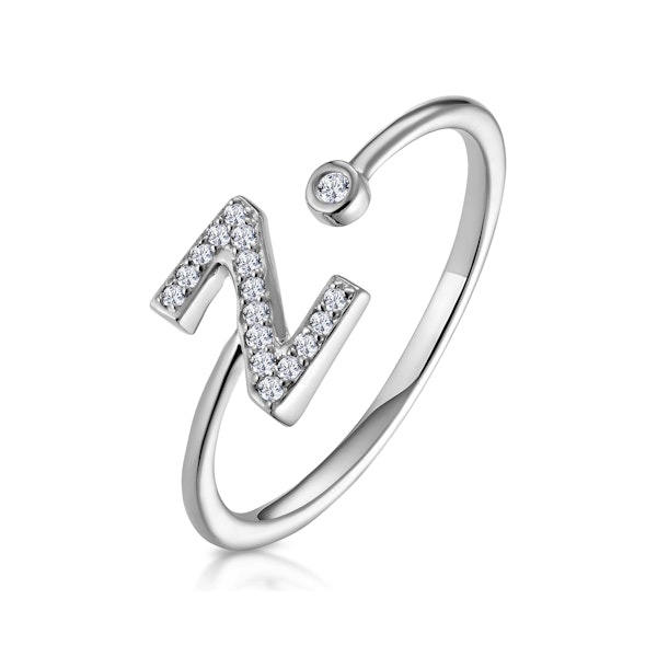 Diamond Initial 'Z' Ring 0.07ct set in 9K White Gold SIZES AVAILABLE K N - Image 1