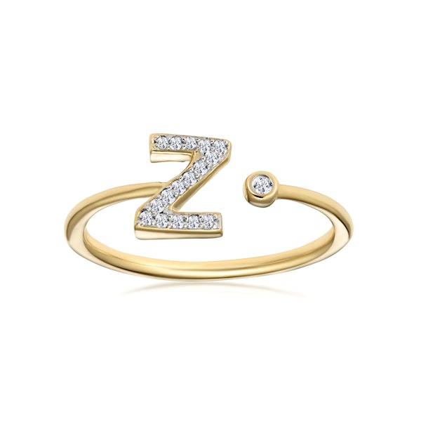Diamond Initial 'Z' Ring 0.07ct set in 9K Gold SIZE M - Image 2
