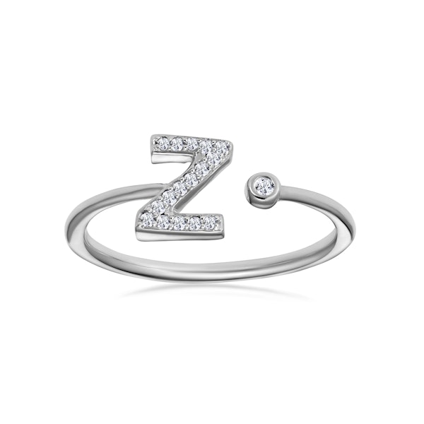 Diamond Initial 'Z' Ring 0.07ct set in 9K White Gold SIZES AVAILABLE K N - Image 2