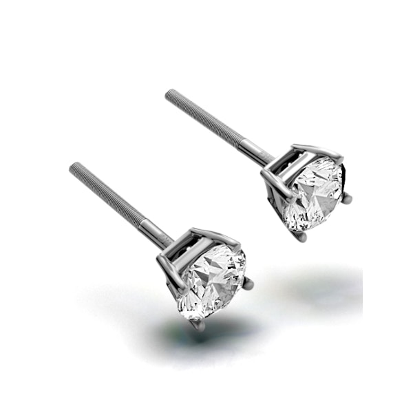Diamond Earrings 1.00CT Studs H/SI Quality in 18K White Gold - 5.1mm - Image 2