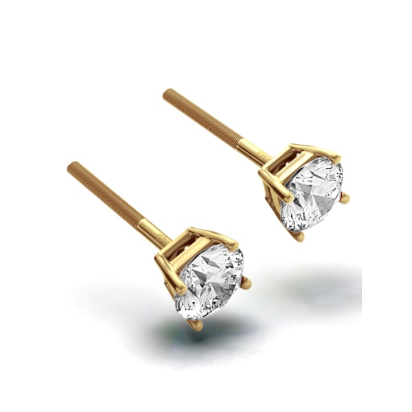 Diamond Stud Earrings 5.1mm 18K Gold - 1CT - Premium - Image 2
