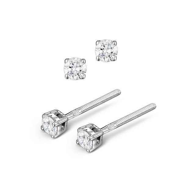 Diamond Earrings 0.20CT Studs H/SI Quality in 18K White Gold - 3mm - Image 2