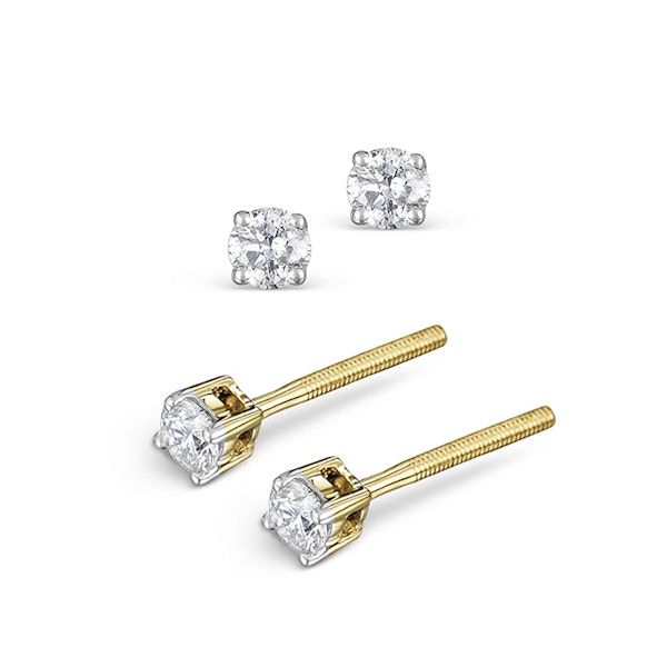 Diamond Stud Earrings 3mm 18K Gold - 0.20CT - Premium - Image 2