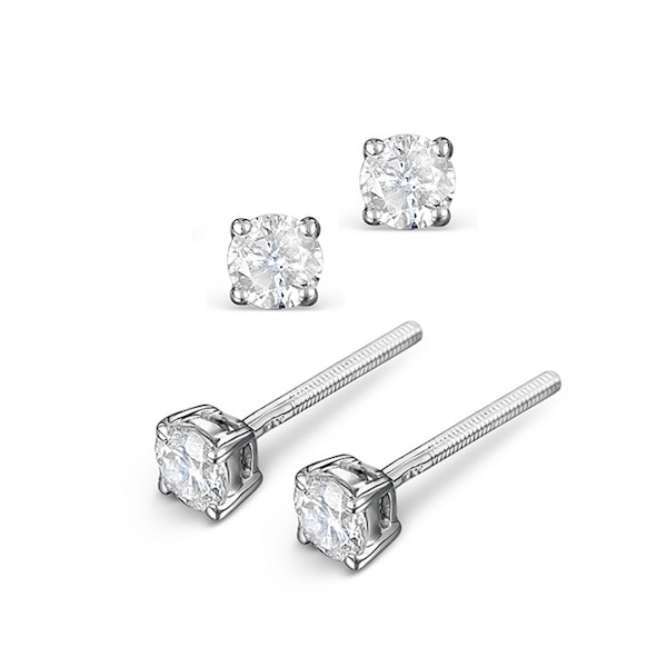 Diamond Earrings 0.30CT Studs Premium Quality in 18K White Gold 3.4mm - Image 2