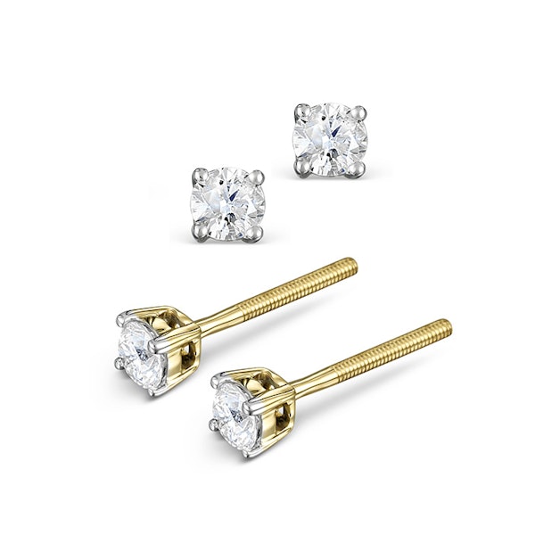 Diamond Stud Earrings 3.4mm 18K Gold - 0.30CT - Premium - Image 2