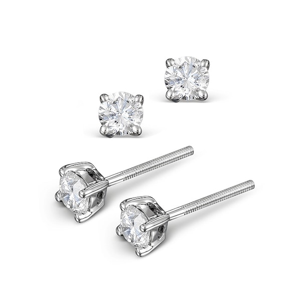 Diamond Earrings 0.40CT Studs Premium Quality in 18K White Gold 3.8mm - Image 2