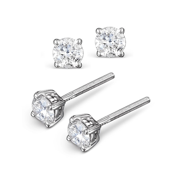 Diamond Earrings 0.50CT Studs H/SI Quality in Platinum - 4.1mm - Image 2
