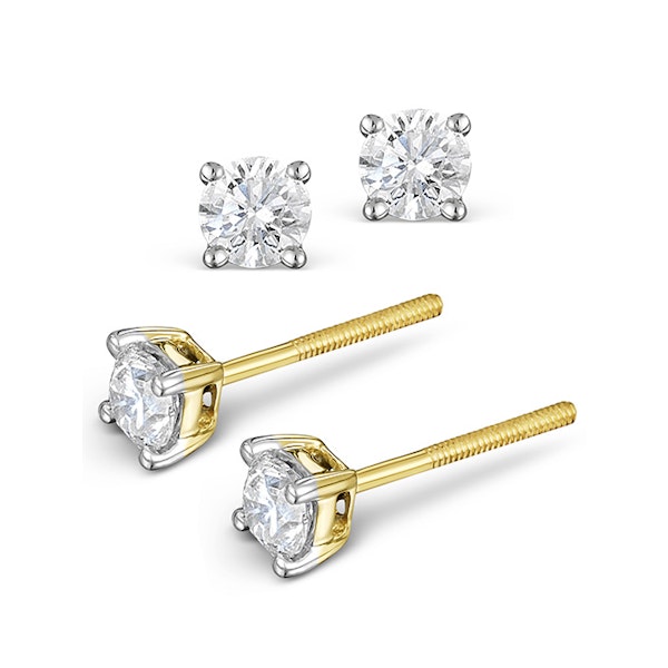 Diamond Stud Earrings 4.1mm 18K Gold - 0.50CT - Premium - Image 2