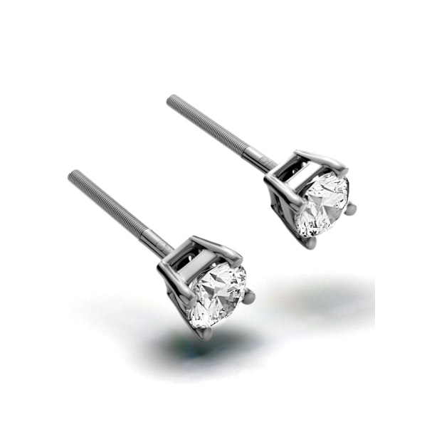 Diamond Earrings 0.66CT Studs Premium Quality 18K White Gold - 4.5mm - Image 2
