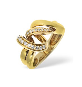 14K Gold Pave Diamond Twist Design Ring - SIZE M