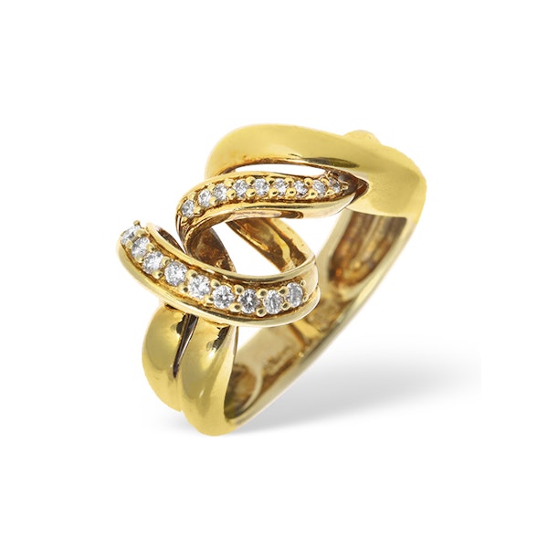 14K Gold Pave Diamond Twist Design Ring - SIZE M - Image 1