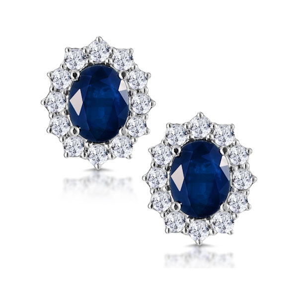 Sapphire and 1.5ct Diamond Earrings 18K White Gold Asteria Collection - Image 1