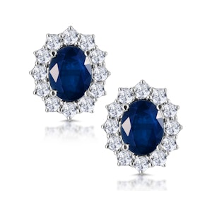 Sapphire and 1.5ct Diamond Earrings 18K White Gold Asteria Collection