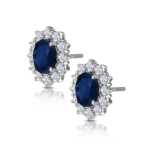 Sapphire and 1.5ct Diamond Earrings 18K White Gold Asteria Collection - Image 3