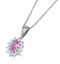 Pink Sapphire 6 X 4mm and Diamond 9K White Gold Pendant Necklace - image 2