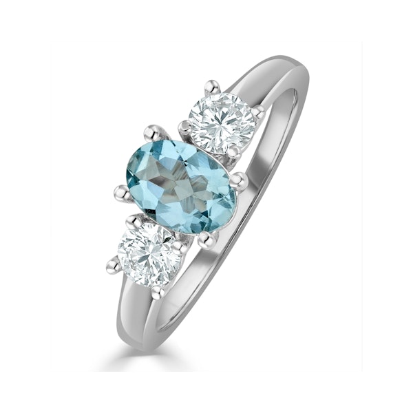 Aquamarine 0.70ct and Diamond 0.50ct Platinum Ring - Image 1