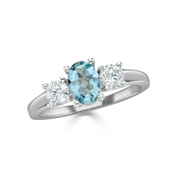 Aquamarine 0.70ct and Lab Diamonds G/Vs 0.50ct Platinum Ring - Image 2