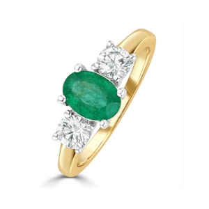 Emerald 0.70ct And Diamond 0.50ct 18K Gold Ring FET23-G