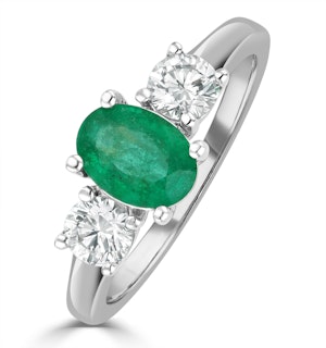 Emerald 0.70ct And Lab Diamonds G/Vs 0.50ct 18K White Gold Ring