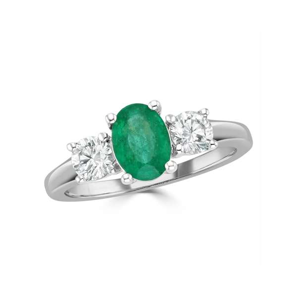 Emerald 0.70ct And Lab Diamonds G/Vs 0.50ct 18K White Gold Ring - Image 2