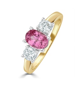 18K Gold 0.50ct H/Si Diamond and 1.00ct Pink Sapphire Ring