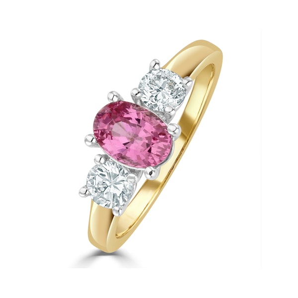 18K Gold 0.50ct H/Si Lab Diamonds G/Vs and 1.00ct Pink Sapphire Ring - Image 1