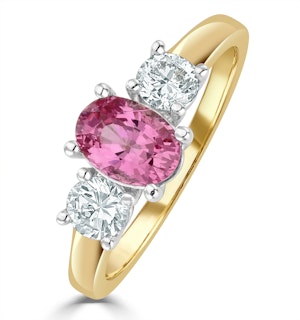18K Gold 0.50ct H/Si Diamond and 1.00ct Pink Sapphire Ring
