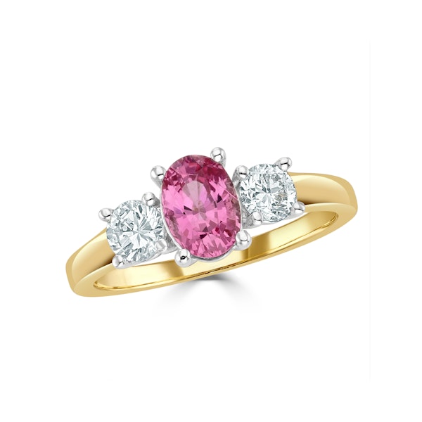 18K Gold 0.50ct H/Si Diamond and 1.00ct Pink Sapphire Ring - Image 2