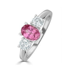 Pink Sapphire 1.00ct and 0.50ct H/Si Diamond Platinum Ring