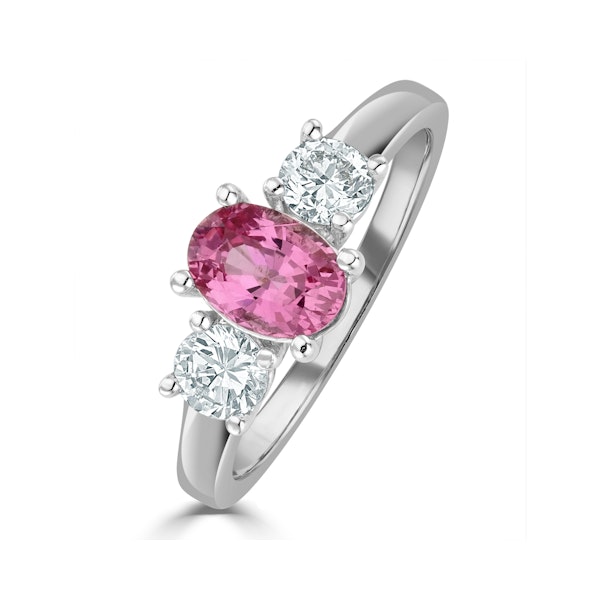 18K White Gold 0.50ct H/Si Diamond and 1.00ct Pink Sapphire Ring - Image 1