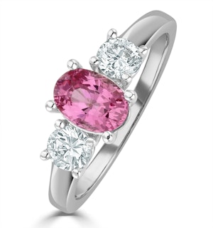 18K White Gold 0.50ct H/Si Diamond and 1.00ct Pink Sapphire Ring