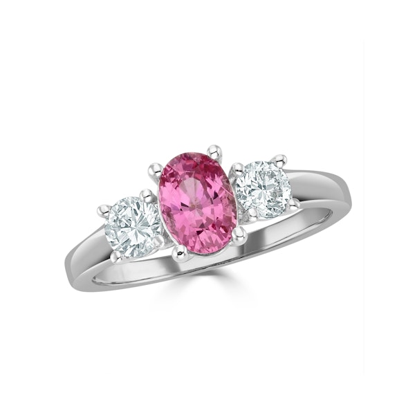 18K White Gold 0.50ct H/Si Diamond and 1.00ct Pink Sapphire Ring - Image 2
