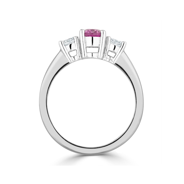18K White Gold 0.50ct H/Si Diamond and 1.00ct Pink Sapphire Ring - Image 3