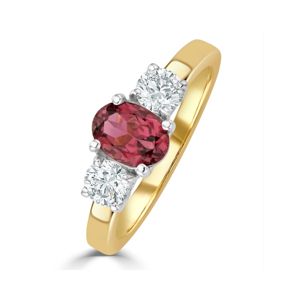 Pink Tourmaline 0.80CT and Lab Diamonds G/Vs Ring in 18K Gold - FET23 - Image 1