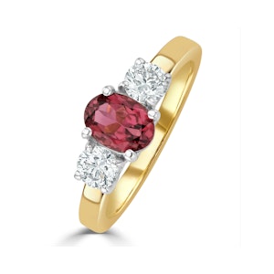 Pink Tourmaline 0.80CT and Diamond Ring in 18K Gold - FET23
