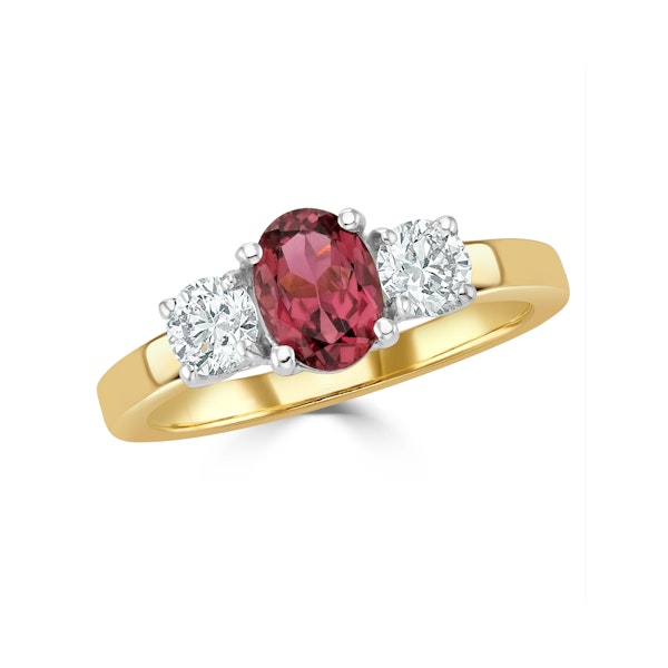 Pink Tourmaline 0.80CT and Lab Diamonds G/Vs Ring in 18K Gold - FET23 - Image 2