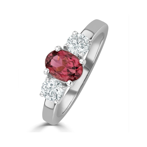 Pink Tourmaline 0.80CT and Diamond Ring in 18K White Gold - FET23 - Image 1