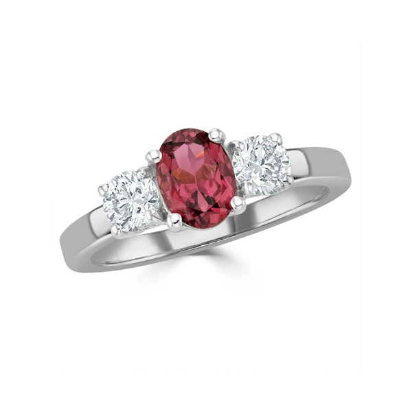 Pink Tourmaline 0.80CT and Diamond Ring in 18K White Gold - FET23 - Image 2