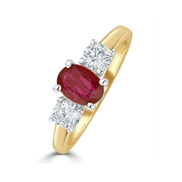 Ruby 1.15ct And Diamond 0.50ct 18K Gold Ring - Image 1